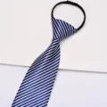 Blue and white striped zipper necktie, easy to wear for adult business and casual daily use. - Zipper Printed Style 07