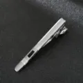Silver metal tie clip detail view, classic business design for men suits and formal wear. - Style 07