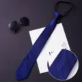 Detail view of the blue striped zipper necktie showing fine fabric texture and neat stitching. - Color 019