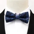 Noeud papillon paisley bleu noir pour homme mariage costume accessoire vue detail chic - Nœud Papillon Paisley Bleu