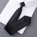 Classic black necktie paired with white dress shirt for men's formal business and office work wear. - Style 018