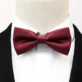 Gros plan detail de la texture du noeud papillon homme bordeaux rayé accessoire de mode formel. - Nouveau Nœud Papillon Rayé Bordeaux