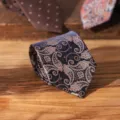 Men's business formal handmade paisley tie, retro classic design for professional wear. - Khaki Paisley Zipper Style