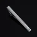 Silver metal tie clip detail, geometric engraved pattern, crystal rhinestone accent, business wear. - Silver 12 Style