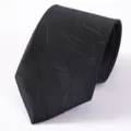 Men's black business tie, elegant abstract striped design, soft fabric for formal wear events. - Style 02