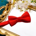 Leuchtend rote doppelte Herren Fliege, ideal für Hochzeiten, Bräutigame und elegante Anlässe. - Hellrote Matte Fliege