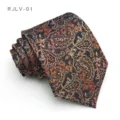 Cravate cachemire vintage pour homme, cravate élégante business en soie bleu marine et orange. - Motif Paisley Orange