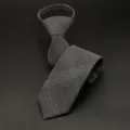 Cravate zippée à carreaux gris pour hommes vêtements formels d'affaires pré-nouée 6cm - Style Prénoué à Fermeture Éclair 6cm / Sac OPP / Gris