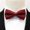 Élégant nœud papillon bordeaux à motif géométrique pour homme, accessoire de costume de mariage. - Noeud Papillon Carreaux Rouges