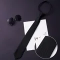 Black business zipper tie for men, fine twill fabric texture, easy wear formal accessory. - Color 016
