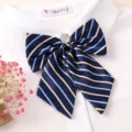 Nœud papillon rayé bleu pour femme uniforme professionnel accessoire de col élégant SKU - Fleur de Col: Style 01
