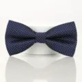 Classic navy blue men's bow tie with white pattern elegant wedding suit accessory - Blue Star Dot Bowtie