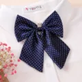 Nœud papillon bleu marine à pois pour femmes, accessoire de col d'uniforme professionnel. - Fleur de Col: Style 02