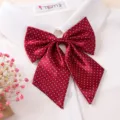 Nœud papillon rouge à pois pré-noué pour femme chemise uniforme col décoration accessoire. - Fleur de Col: Style 03