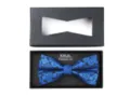 Blue paisley patterned mens formal bow tie with black gift box packaging accessory item - Blue Paisley Bow Tie [Gift Box Set]