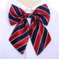Women uniform bow tie red blue striped business formal neckwear professional ribbon bow - Collar Flower 06