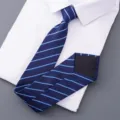 Cravate rayée bleue pour hommes vêtements d'affaires formels cravate zippée pré-nouée mariage. - Style 003