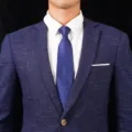 Herren Blau Texturiert Anzug Krawatte Business Formell Reißverschluss Hochzeit Stil - Stil 009