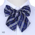 Nœud papillon bleu or à carreaux pour femmes affaires accessoire col chemise professionnel. - Style 09 (Carreaux Bleu, Blanc et Or)
