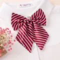 Red white striped bow tie for women uniform shirt office formal neckwear collar decor accessory - Collar Flower: Style 05