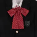 Nœud papillon rouge à pois uniforme JK long ruban mignon étudiant style collège accessoire de cou - Noeuds papillon à pois à tige longue - rouge