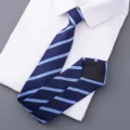 Variante de cravate d'affaires à rayures bleues pour hommes avec présentation de chemise. - Style 006