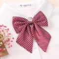 Burgundy striped bow tie for women, professional work uniform shirt accessory ribbon knot. - Collar Flower: Style 08