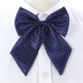 Femme nœud papillon bleu marine à pois élégant accessoire de col d'uniforme pour travail d'affaires - Fleur de Col 02