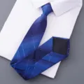 Blue plaid men's tie business formal necktie zipper lazy tie professional wear for men. - Style 007