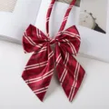 Red Plaid Uniform Bow Tie For Women Ribbon Collar Flower Neckwear Shirt Accessory - Collar Flower: Style 10