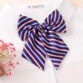 Purple striped pre-tied bow tie for women uniform shirt collar professional wear accessory - Collar Flower: Style 11