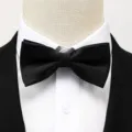 Noeud papillon noir classique pour homme, cravate élégante en sergé pour costume de mariage. - Nœud papillon noir à texture fine