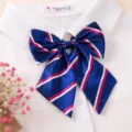 Blue striped uniform bow tie, stylish satin ribbon collar bow for women work shirts. - Collar Flower: Style 13