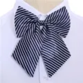 Blue and white striped women business bow tie professional uniform collar flower accessory. - Collar Flower 07