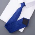 Blue Checkered Necktie For Men Formal Business Suit Wedding Groom Daily Workwear. - Style 033