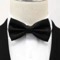 Nœud papillon noir texturé classique pour hommes, costumes de mariage formels et accessoires - Noir Grille Nœud Papillon