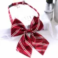 Red plaid bow tie uniform neck bow, stylish business professional accessory for women. - Collar Flower 10