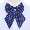 Women navy blue striped bow tie professional business uniform necktie fashion accessory - Collar Flower 14
