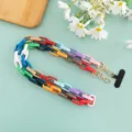 Bunte Acryl Kette für Taschen und Handyhüllen, Macaron mehrfarbiges modisches Zubehör Detailansicht. - Langer Stil / Mehrfarbig
