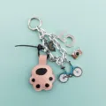 Cute cartoon cat paw keychain with camera bicycle and number 5 charms for women bag charm. - Pink Cat Claw Style (B410-2) / Pink