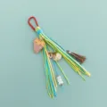 Colorful DIY tassel bag charm with cute strawberry and shell pendants for summer. - Red Hook Pink Strawberry Tassel (B415-1) / Pink Strawberry Style