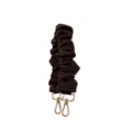 Brown denim ruched bag strap short handle replacement with gold lobster clasps for handbags - Dark Brown