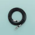Sangle de sac en strass de verre noir, longue chaine de rechange pour epaule et bandouliere. - Noir