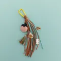 DIY fringe bag charm with leather tassels, shell pendant, and cute fruit design for purses. - Yellow Hook Colorful Fruit Tassel (B415-3) / Yellow Hook Colorful Style