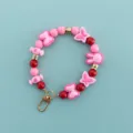 Cute pink red candy beaded phone wrist strap with cute bow and butterfly lanyard accessory - X106-4