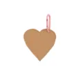 Heart shaped leather bag charm detail, brown pendant with pink metal carabiner clasp. - Yellow Heart
