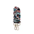 Πολύχρωμο αφηρημένο λουράκι καρπού scrunchie με χρυσά κουμπώματα για κλειδιά και τσάντες. - Στυλ Αφηρημένο Γεωμετρικό (B400-P)
