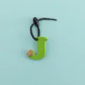 Porte-clés pendentif de sac lettre J en cuir PU minimaliste avec vis métallique noire - Lettre J (B422-J)