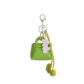 Mini leather bag keychain pendant cute green purse charm with metal ring and nice tag - Green (B430-1)