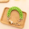 Chaîne de sac tressée en cuir PU vert courte sangle décorative pour coque de téléphone détail - Taille 40cm / Vert